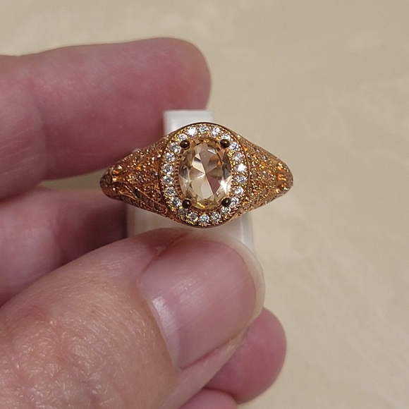 Rose Gold and CZ Oval Cut Ring Size 8 - Picture 7 of 7